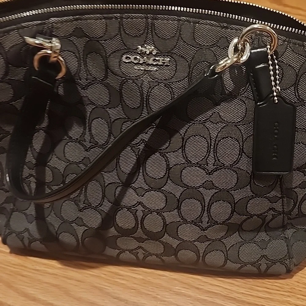 Coach Black and Gray Signature Handbag